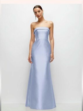 ALFRED SUNG Strapless Maxi Gown in Pale Blue